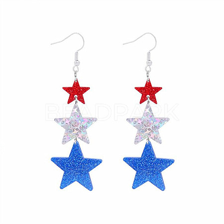 Independence Day Alloy Acrylic Dangle Earrings FS-WG49294-02-1