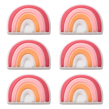 6Pcs Food Grade Eco-Friendly Silicone Focal Beads SIL-YW0001-04D-1
