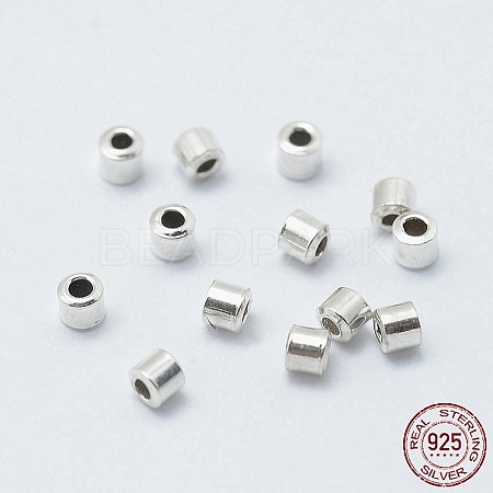 Rhodium Plated 925 Sterling Silver Crimp Beads X-STER-G027-20P-1