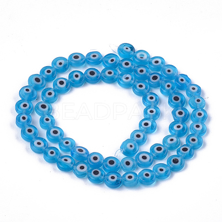 Handmade Evil Eye Lampwork Beads Strands X-LAMP-S191-02A-05-1