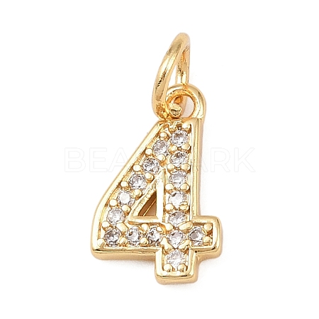 Brass Micro Pave Clear Cubic Zirconia Charms KK-G544-04G-04-1