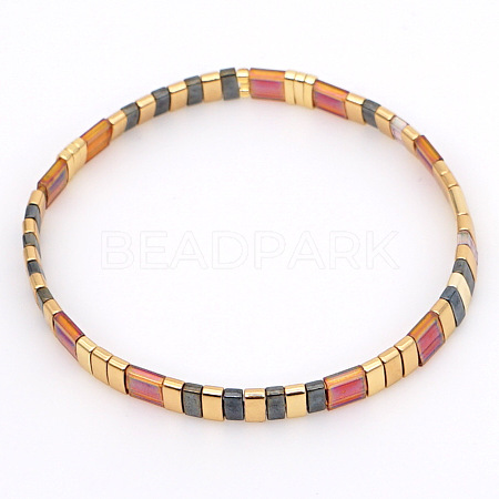 Bohemian Glass Seed Beaded Stretch Bracelets JM4508-35-1