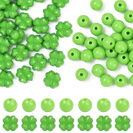 100Pcs 2 Styles Opaque Acrylic Beads SACR-YW0001-73-1