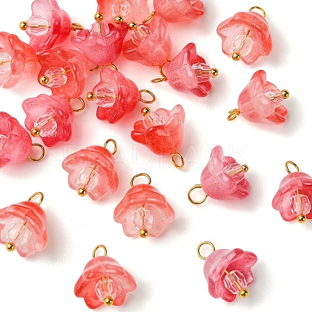 20Pcs Glass & Acrylic Flower Pendants PALLOY-YW00107-05-1