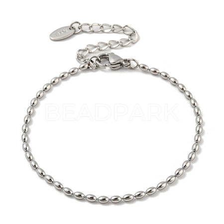 Non-Tarnish 201 Stainless Steel Rugby Beaded Chain Bracelets BJEW-G696-01A-P-1