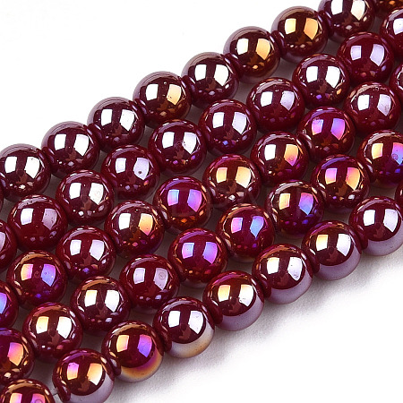 Electroplate Opaque Glass Beads Strands GLAA-T032-P4mm-AB05-1