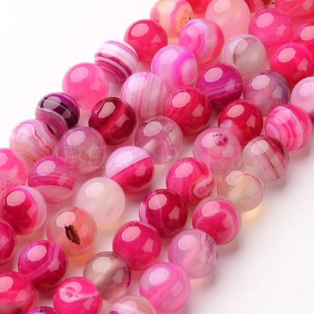 Natural Striped Agate/Banded Agate Beads Strands G-D845-01C-6mm-1