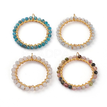 Natural Mixed Gemstone Pendants PALLOY-JF00590-1