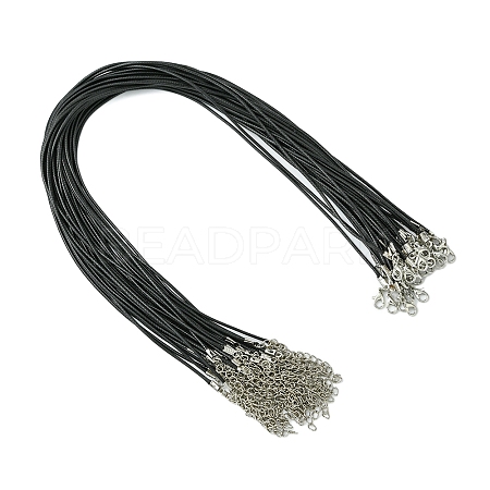 36Pcs Black Waxed Cord Necklace Making NCOR-FS0001-05P-1