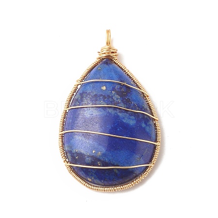 Dyed Natural Lapis Lazuli Pendants PALLOY-JF01332-1