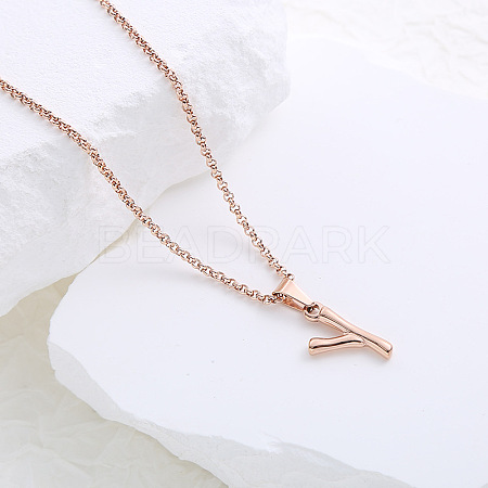 Stainless Steel Letter Pendant Necklaces for Women Men GR8130-25-1