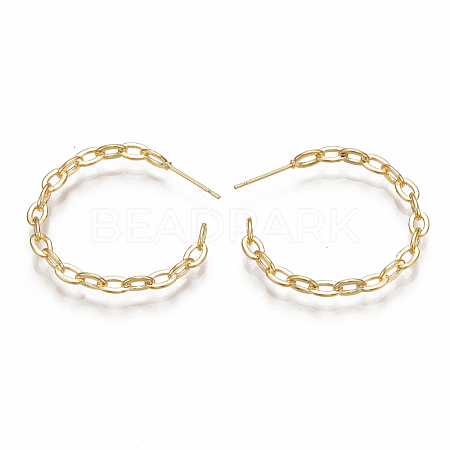 Brass Stud Earrings X-KK-S350-063G-1