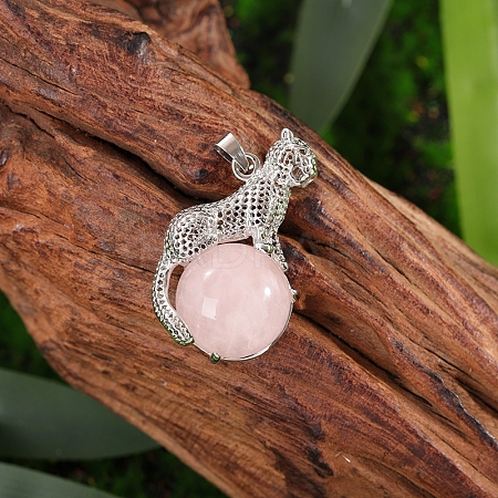 Natural Rose Quartz Flat Round Pendants PW-WG528BD-02-1