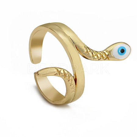 Brass Enamel Cuff Finger Rings for Women PW-WGA38A9-03-1