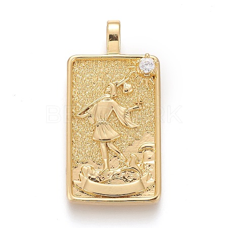 Brass Micro Pave Clear Cubic Zirconia Pendants X-ZIRC-Z004-01P-1