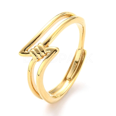 304 Stainless Steel Hollow Wing Adjustable Ring for Women RJEW-C016-15G-1