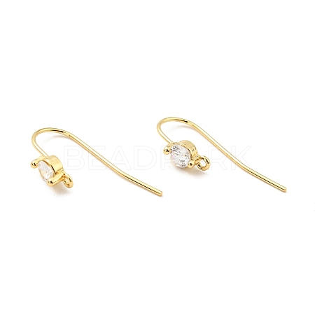 Brass Micro Pave Clear Cubic Zirconia Earring Hooks KK-G419-02G-1