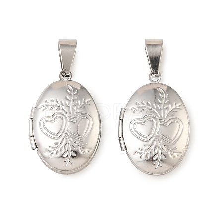 316 Stainless Steel Locket Pendants STAS-K321-04P-1