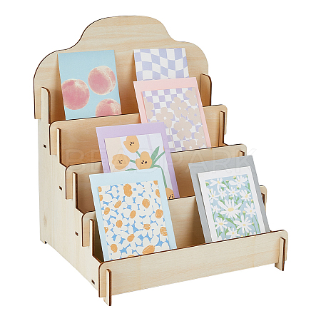 4 Tier Wooden Greeting Card Display Stand ODIS-WH0022-31-1