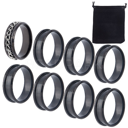 Unicraftale 10Pcs Stainless Steel Grooved Finger Ring Settings STAS-UN0039-22B-1