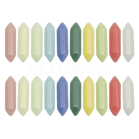 CHGCRAFT 20Pcs 10 Colors Synthetic Luminous Stone Double Terminal Pointed Dyed Beads FIND-CA0007-91-1