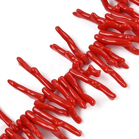 Opaque Acrylic Imitation Coral Beads Strands X-SACR-P033-01A-06-1