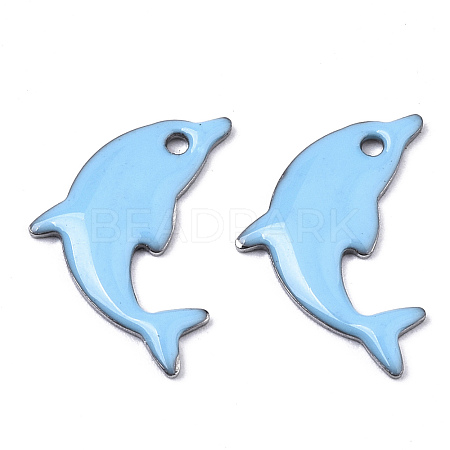 201 Stainless Steel Enamel Pendants X-STAS-N088-16G-1