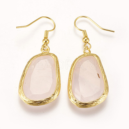 Natural Rose Quartz Dangle Earrings EJEW-I212-K-07G-1