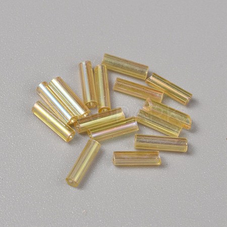300Pcs Transparent Glass Round Bugle Beads GLAA-WH0015-74J-1
