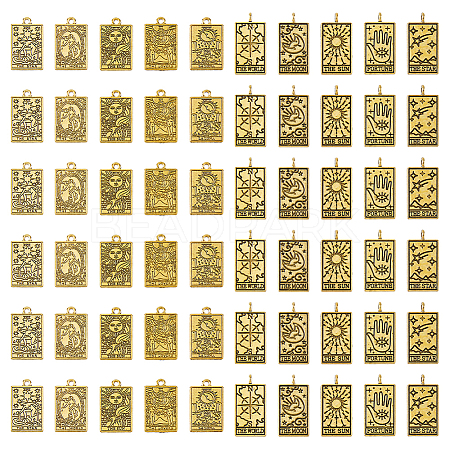 DICOSMETIC 60Pcs 10 Style Tibetan Style Alloy Pendants TARO-DC0001-01AG-1