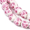 Handmade Flower Printed Porcelain Ceramic Beads Strands X-PORC-M005-8mm-03-4