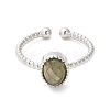 Natural Labradorite Open Cuff Ring RJEW-M166-04P-F-2