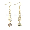 Shell Pearl & Abalone Shell/Paua Shell Dangle Earrings for Women EJEW-JE07328-02-3
