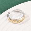 304 Stainless Steel Double Color Cuff Rings RJEW-S635-01GP-08-3