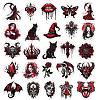 50Pcs Black and Red Gothic Skull Paper Stickers DIY-P085-10-6