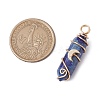 2Pcs 2 Styles Natural Lapis Lazuli Double Terminated Pointed Pendants PALLOY-JF03122-04-2
