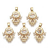 Brass Micro Pave Clear Cubic Zirconia Pendants RJEW-T063-53G-NF-1