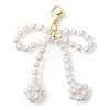 Bowknot Shell Pearl Beaded Pendant Decoration HJEW-TA00297-1