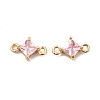 Brass Pave Pearl Pink Cubic Zirconia Connector Charms ZIRC-P104-05G-2