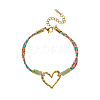 304 Stainless Steel & Cotton Cord Link Bracelets FS-WGBC5B1-08-1
