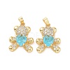 Real 18K Gold Plated Brass Micro Pave Clear Cubic Zirconia Pendants KK-E068-VC419-2