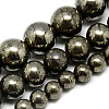 Natural Pyrite Beads Strands G-S265-03-6mm-1