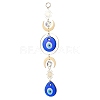 Handmade Lampwork Flat Round & Teardrop with Evil Eye Hanging Suncatchers HJEW-JM04404-1