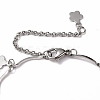 304 Stainless Steel Flower Charm Bracelets BJEW-JB05782-3