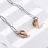 304 Stainless Steel Double-Sided Magnetic Heart Pendant Paperclip Chain Necklaces NJEW-U028-02RG-2