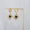 Clear Cubic Zirconia Hearts Card Poker Dangle Hoop Earrings EJEW-SW00011-07-4