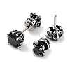 Flat Round 316 Surgical Stainless Steel Pave Black Cubic Zirconia Ear False Plugs for Women Men EJEW-Z050-37AS-2