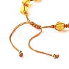 Round Resin Imitation Amber Braided Bead Bracelet for Girl Women BJEW-JB06892-02-4