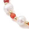Round Natural Cultured Freshwater Pearl & Dyed Natural Agate Beaded Bracelats BJEW-JB12808-4