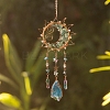 Wire Wrapped Natural Green Aventurine & Metal Sun with Moon Pendant Decorations PW-WG96896-01-2
